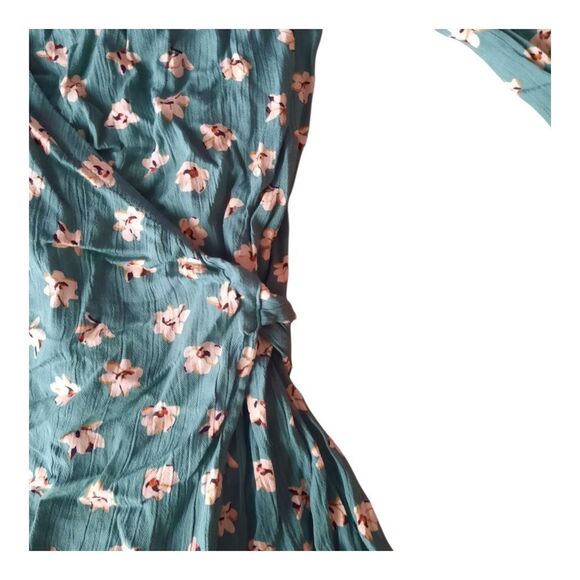Billabong Teal Floral Wrap Dress - Picture 3 of 3
